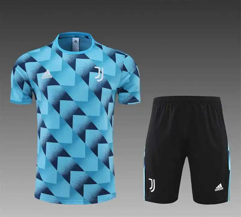 22-23 Juventus Training Suit Short Sleeve Kit Blue Black