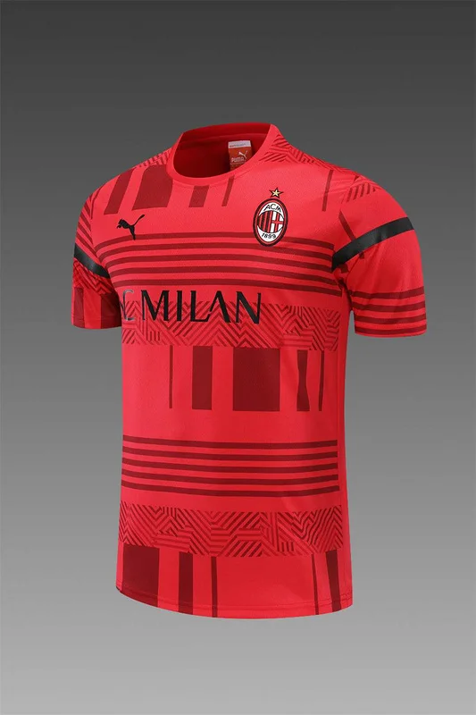 22-23 Ac Milan Training Suit Short Sleeve Kit Red