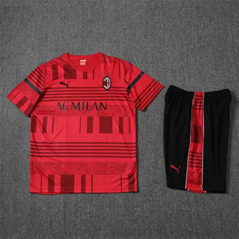 22-23 Ac Milan Training Suit Short Sleeve Kit Red