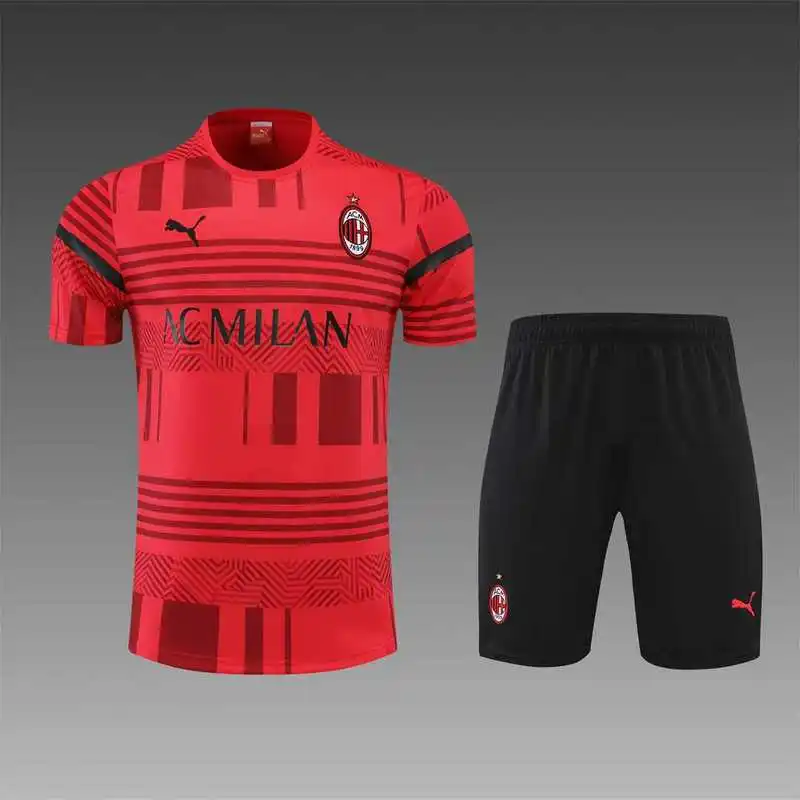 22-23 Ac Milan Training Suit Short Sleeve Kit Red