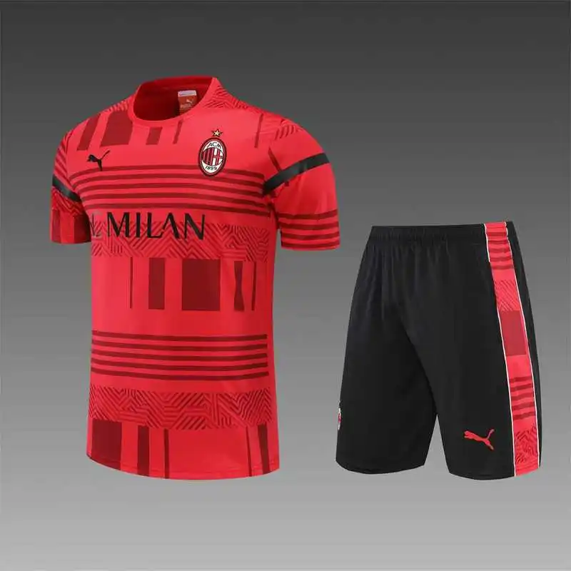 22-23 Ac Milan Training Suit Short Sleeve Kit Red