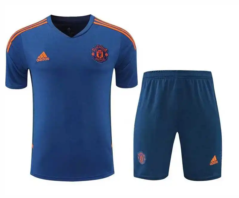 22-23 Manchester United jersey Training Suit Short Sleeve Kit Blue