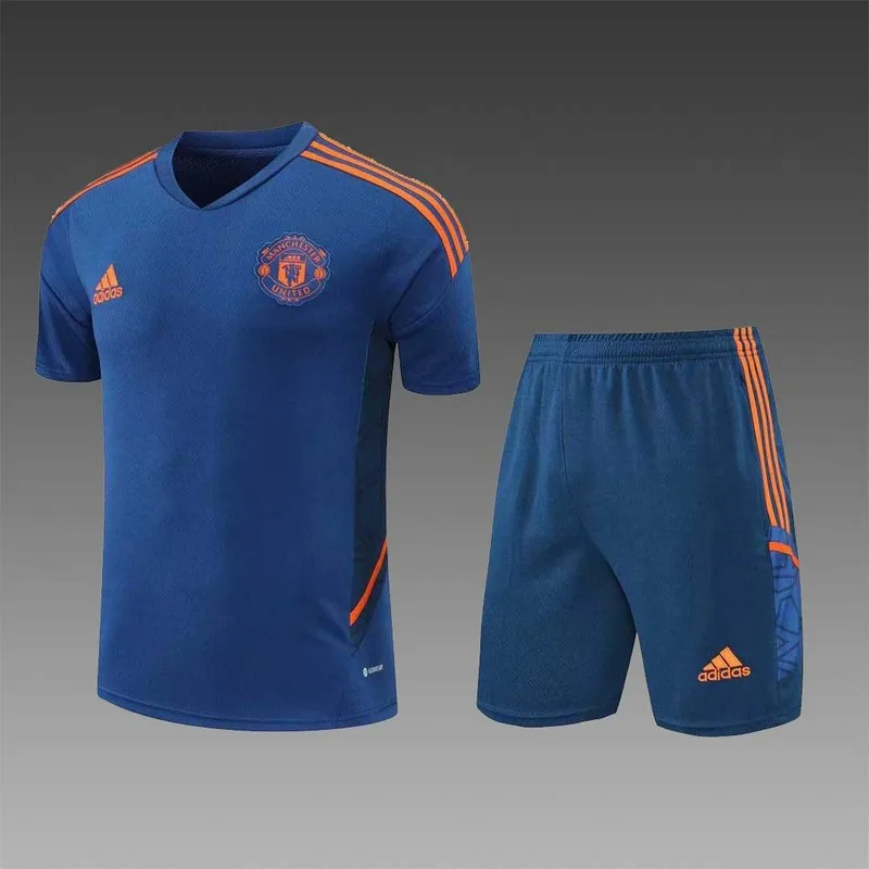 22-23 Manchester United jersey Training Suit Short Sleeve Kit Blue