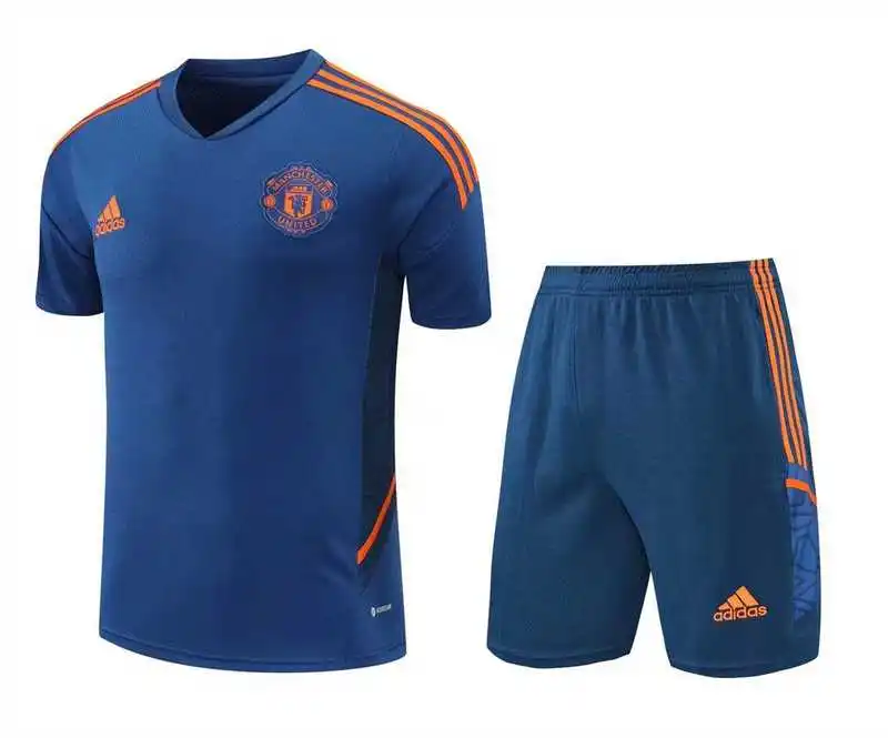 22-23 Manchester United jersey Training Suit Short Sleeve Kit Blue