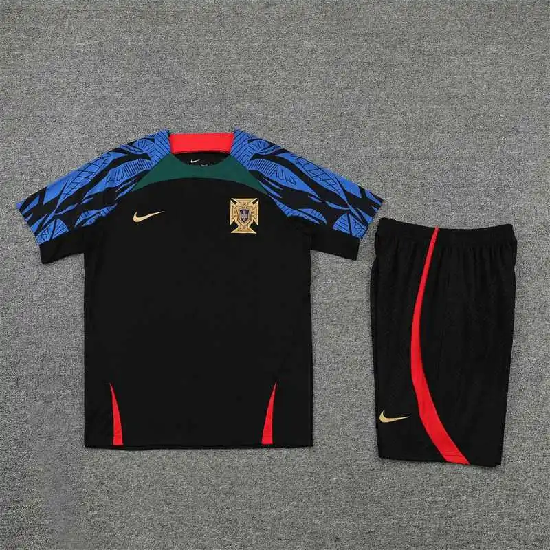 2022 Portugal jersey Training Suit Short Sleeve Kit Black