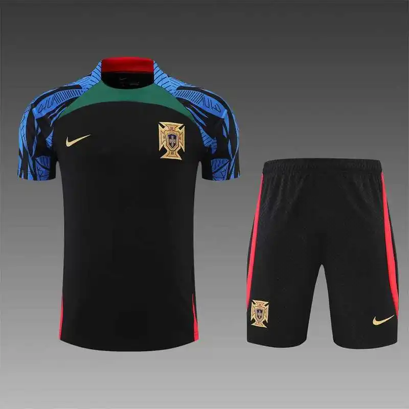 2022 Portugal jersey Training Suit Short Sleeve Kit Black