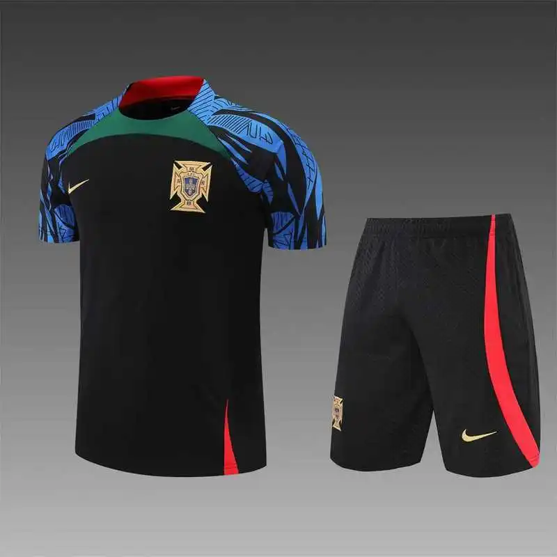 2022 Portugal jersey Training Suit Short Sleeve Kit Black