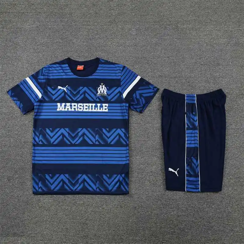 22-23 Marseille jersey training suit short sleeve kit blue