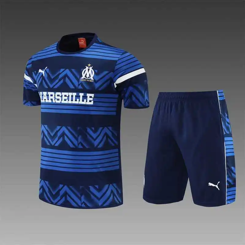 22-23 Marseille jersey training suit short sleeve kit blue