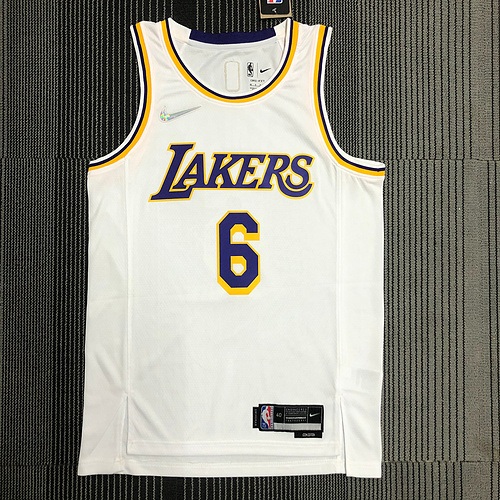 75th anniversary NBA Los Angeles Lakers jersey  White #6 James NBA