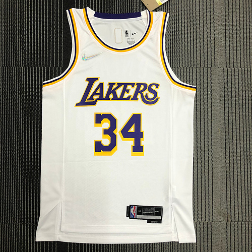 75th anniversary NBA Los Angeles Lakers jersey  White #34 O\’Neal NBA