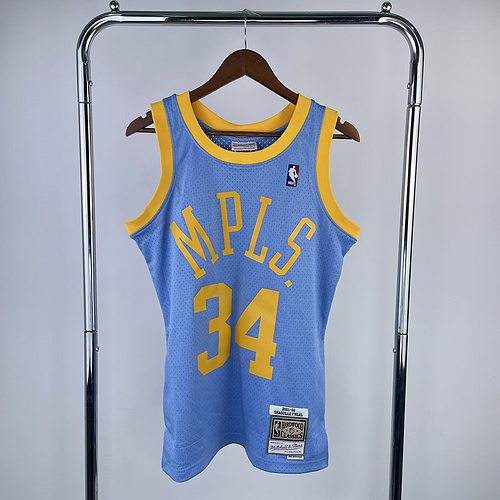 MN Heat pressed retro jersey SW NBA Los Angeles Lakers jersey  2002 Season Blue #34 O\’Neal Los Angeles Lakers