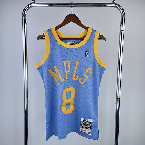 MN Heat pressed retro jersey SW NBA Los Angeles Lakers jersey  2002 Season Blue #8 Kobe Bryant Los Angeles Lakers