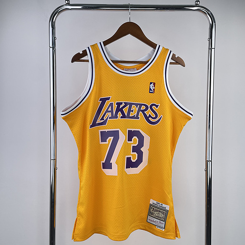MN Heat pressed retro jersey SWNBA Los Angeles Lakers jersey  1998 1999 Season round neckYellow 7#3 罗德曼 Los Angeles Lakers