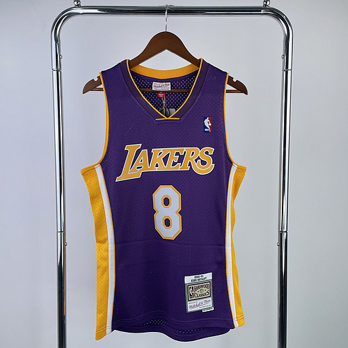 MN Heat pressed Retro jersey:SW NBA Los Angeles Lakers jersey  2000 2001 season V-neckPurple #8 Kobe Bryant Los Angeles Lakers