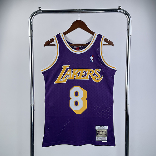 MN Heat pressed retro jersey SW NBA Los Angeles Lakers jersey  1996 1997 Season round neck Purple #8 Kobe Bryant Los Angeles Lakers