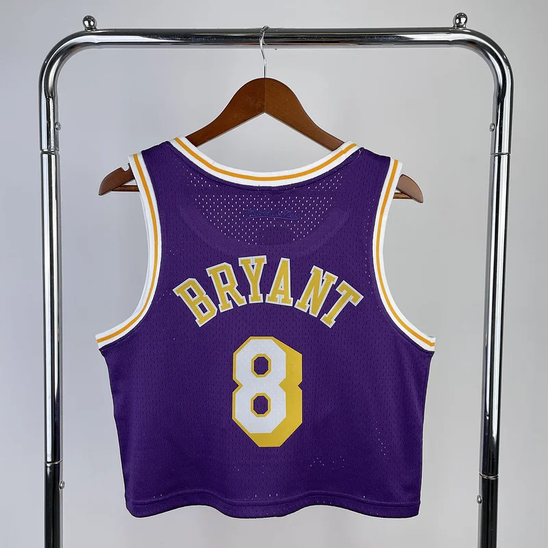 Mitchell Ness Women navel-baring retro Los Angeles Lakers jersey  Purple #8 Kobe Bryant