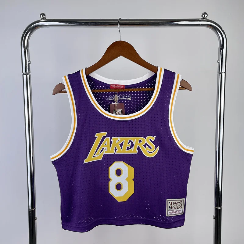 Mitchell Ness Women navel-baring retro Los Angeles Lakers jersey  Purple #8 Kobe Bryant