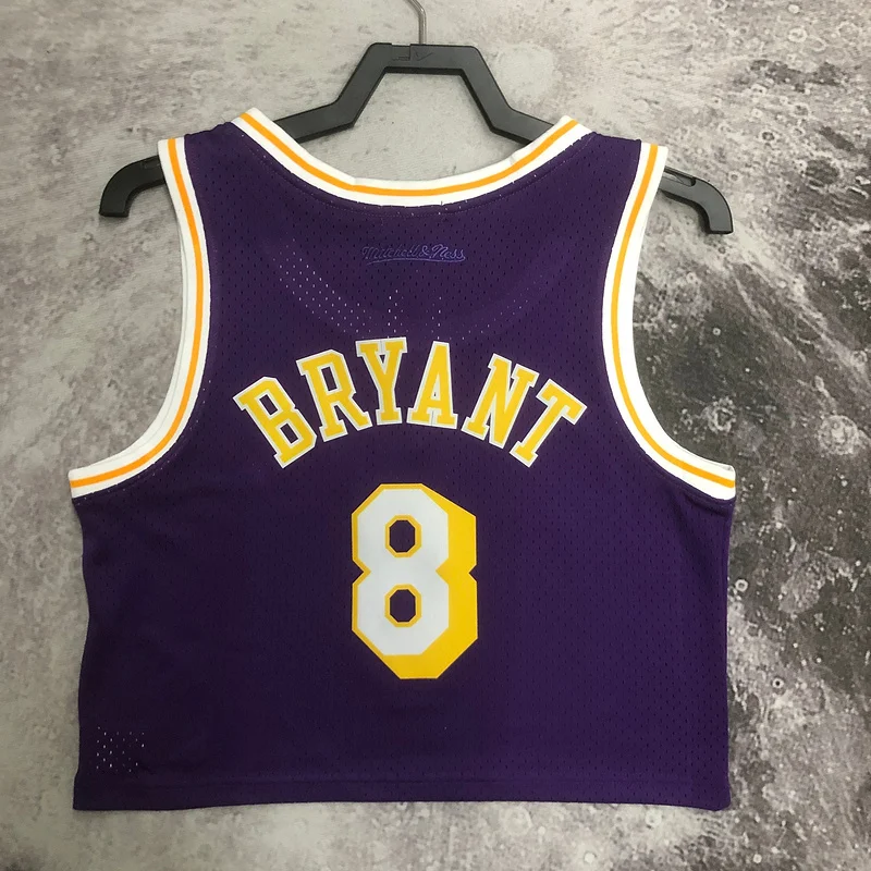 Mitchell Ness Women navel-baring retro Los Angeles Lakers jersey  Purple #8 Kobe Bryant