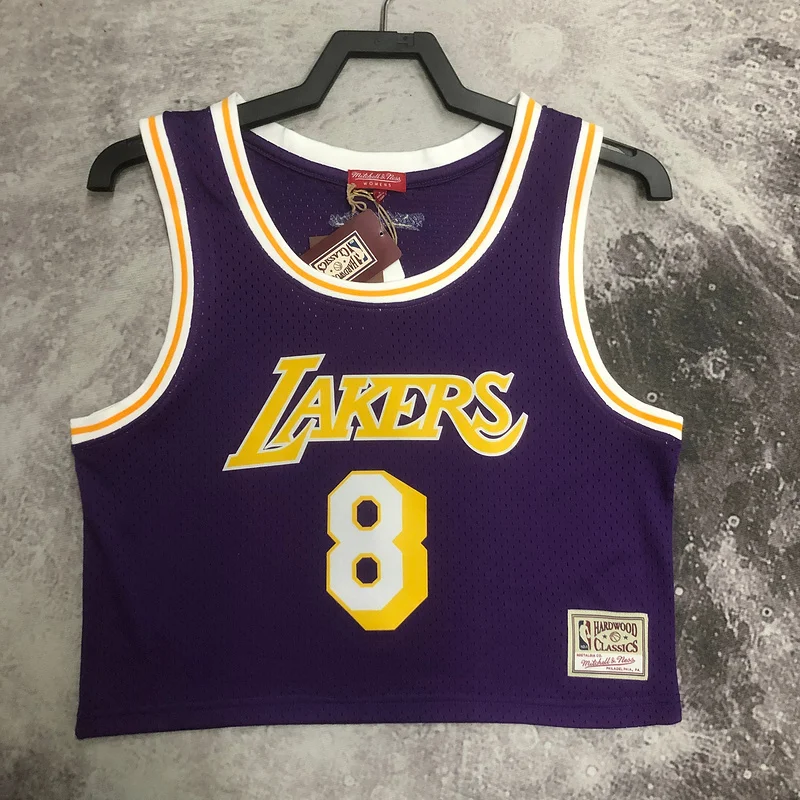 Mitchell Ness Women navel-baring retro Los Angeles Lakers jersey  Purple #8 Kobe Bryant