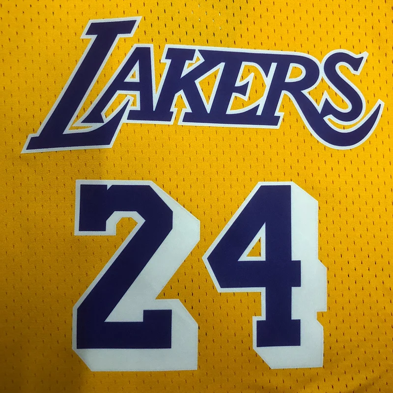 Mitchell Ness Women navel-baring retro Los Angeles Lakers jersey  Yellow #24 Kobe Bryant