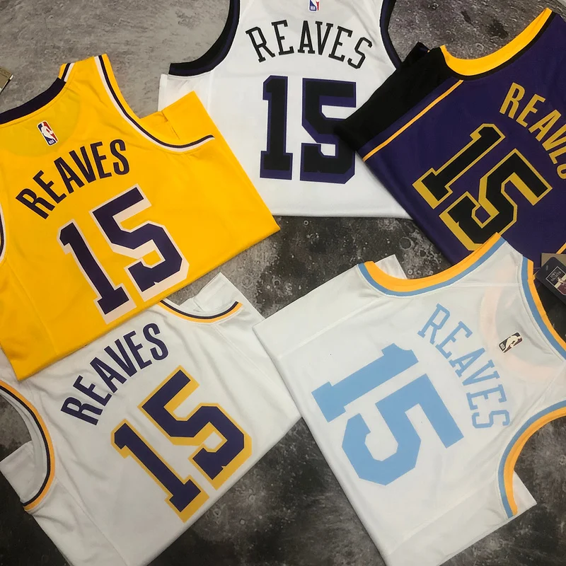 2023 Season NBA Los Angeles Lakers jersey  round neck Yellow #15 Reaves