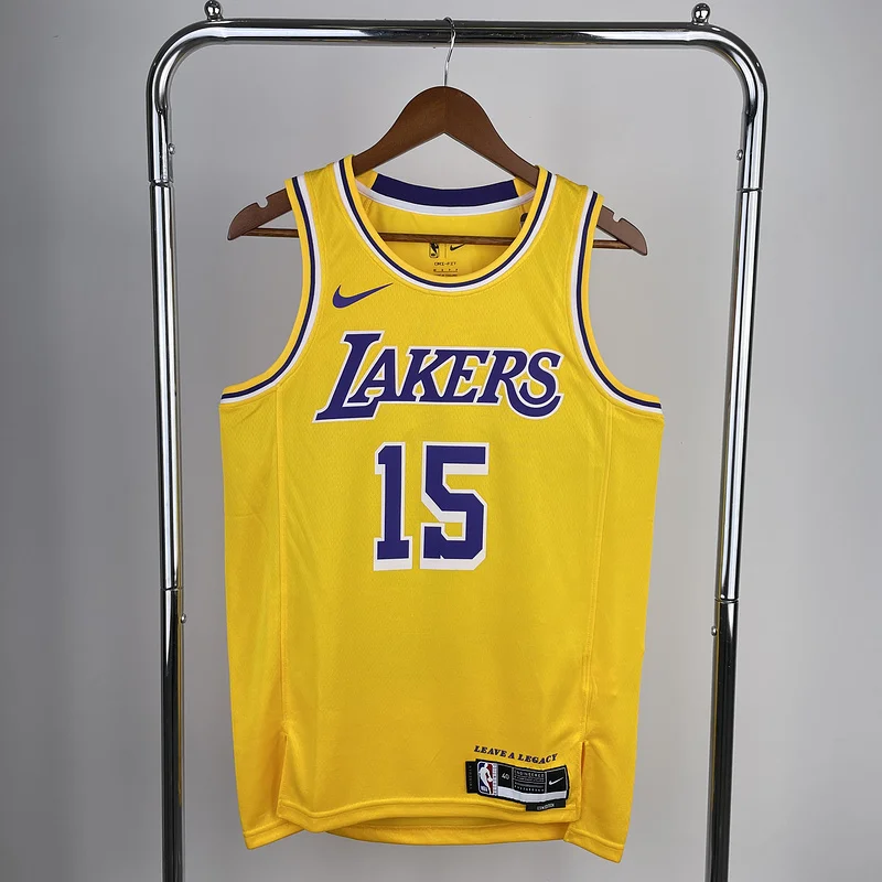 2023 Season NBA Los Angeles Lakers jersey  round neck Yellow #15 Reaves