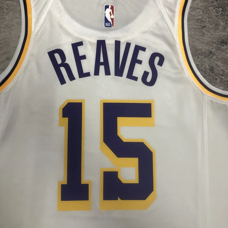 2023 Season NBA Los Angeles Lakers jersey  round neck White #15 Reaves