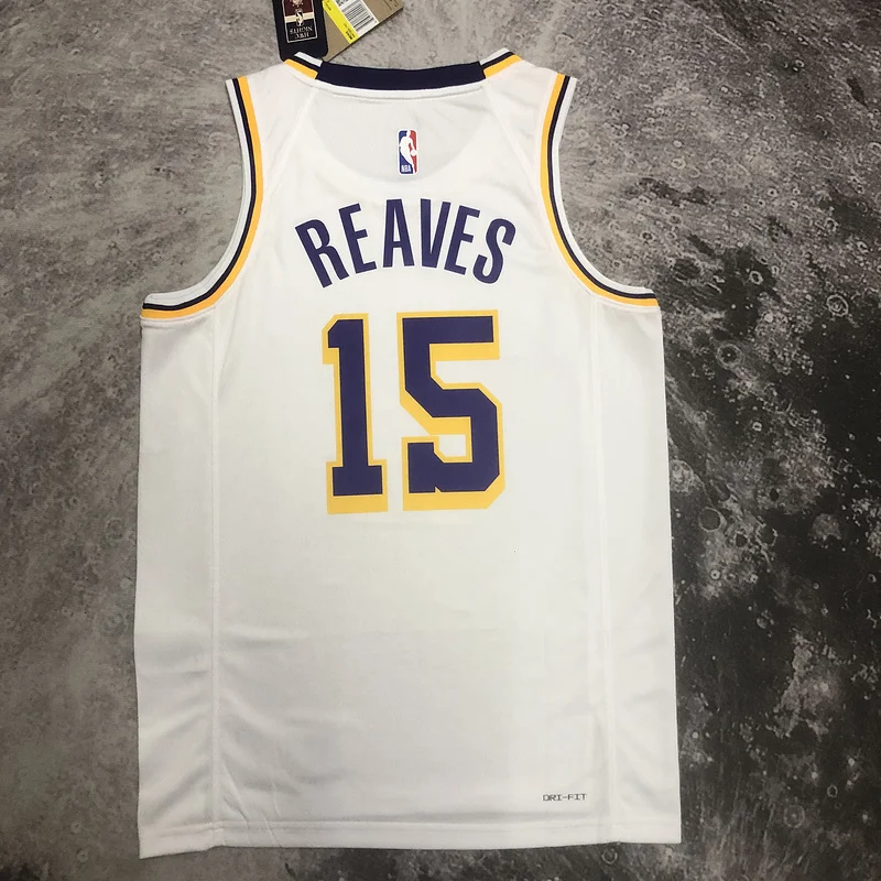 2023 Season NBA Los Angeles Lakers jersey  round neck White #15 Reaves