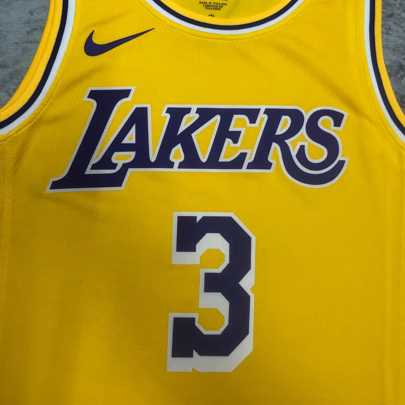 2023 Season NBA Los Angeles Lakers jersey  round neck Yellow #3 Davis