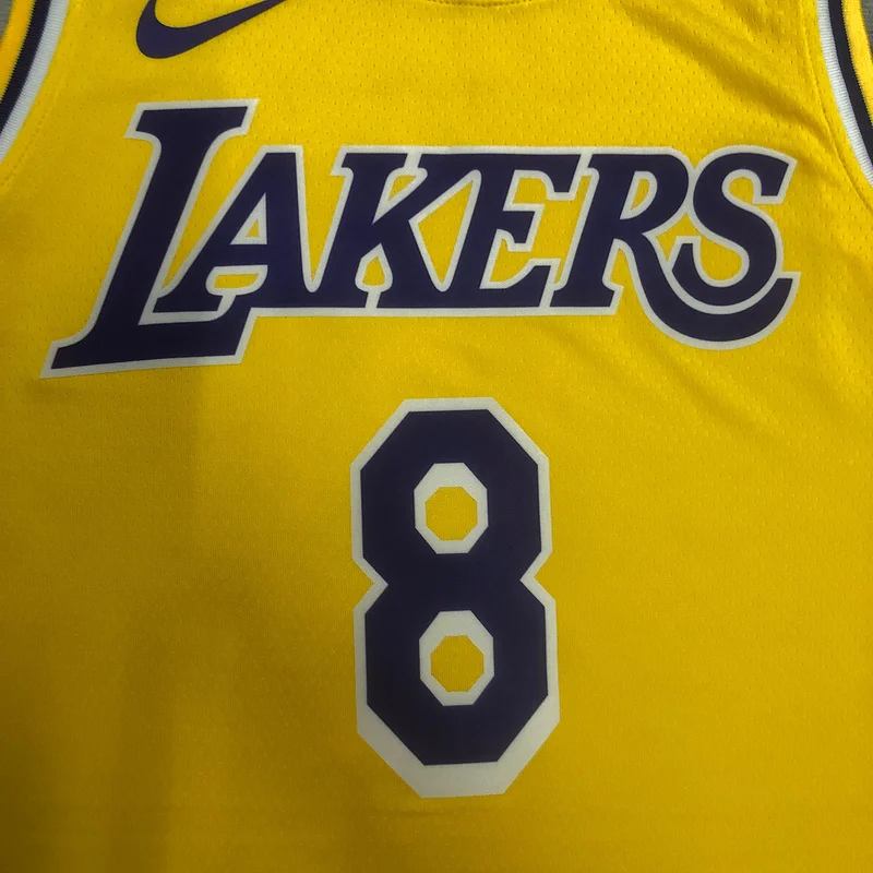 2023 Season NBA Los Angeles Lakers jersey  round neck Yellow #8 Kobe Bryant