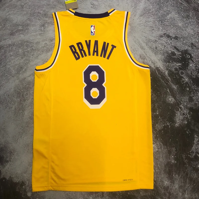 2023 Season NBA Los Angeles Lakers jersey  round neck Yellow #8 Kobe Bryant