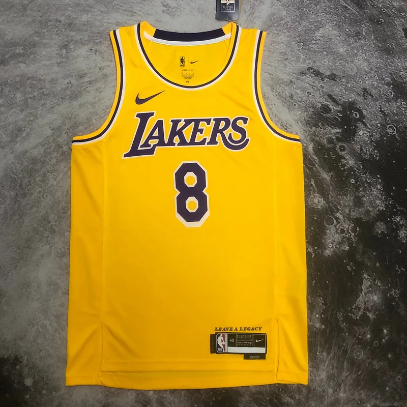 2023 Season NBA Los Angeles Lakers jersey  round neck Yellow #8 Kobe Bryant