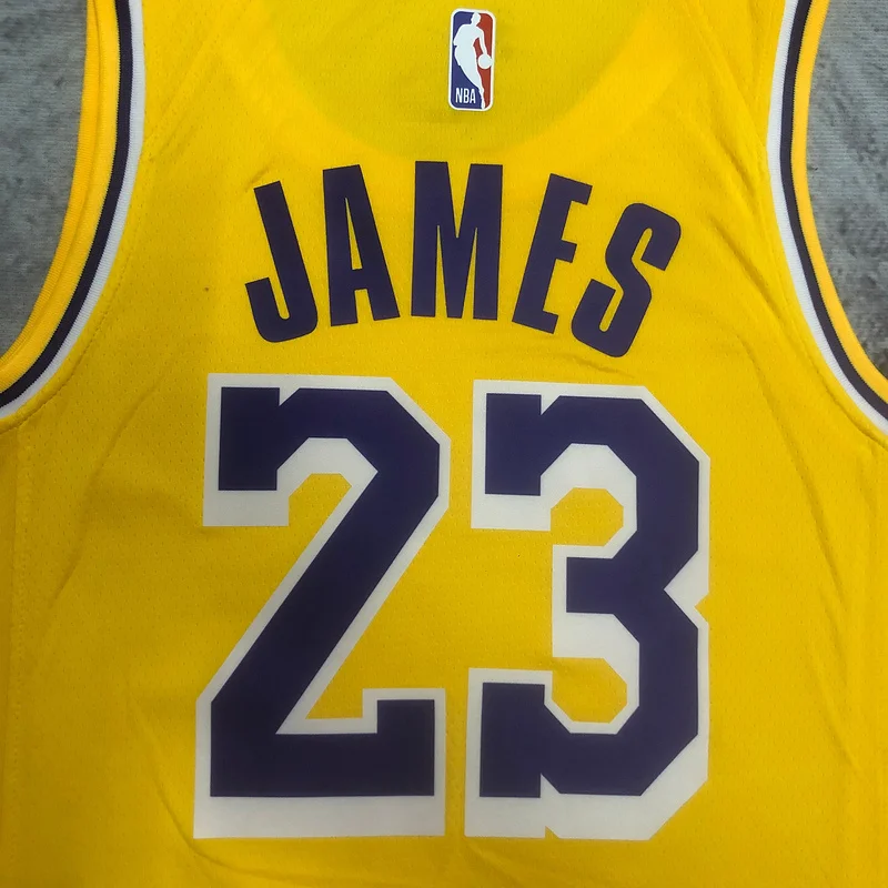 2023 Season NBA Los Angeles Lakers jersey  round neck Yellow  #23 James