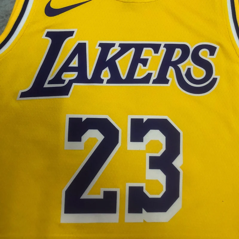 2023 Season NBA Los Angeles Lakers jersey  round neck Yellow  #23 James