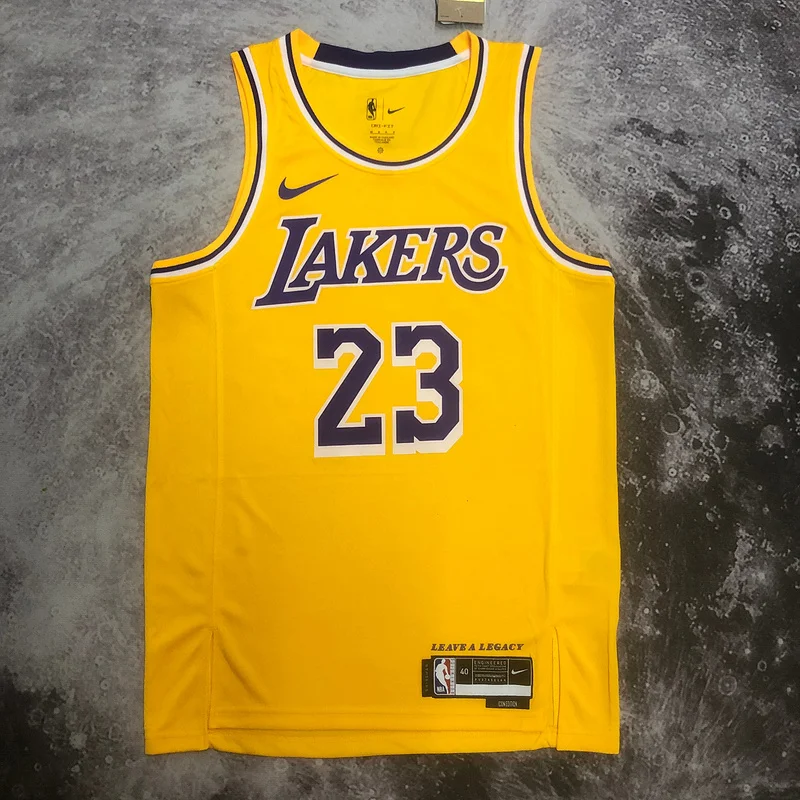 2023 Season NBA Los Angeles Lakers jersey  round neck Yellow  #23 James