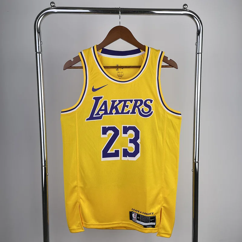 2023 Season NBA Los Angeles Lakers jersey  round neck Yellow  #23 James