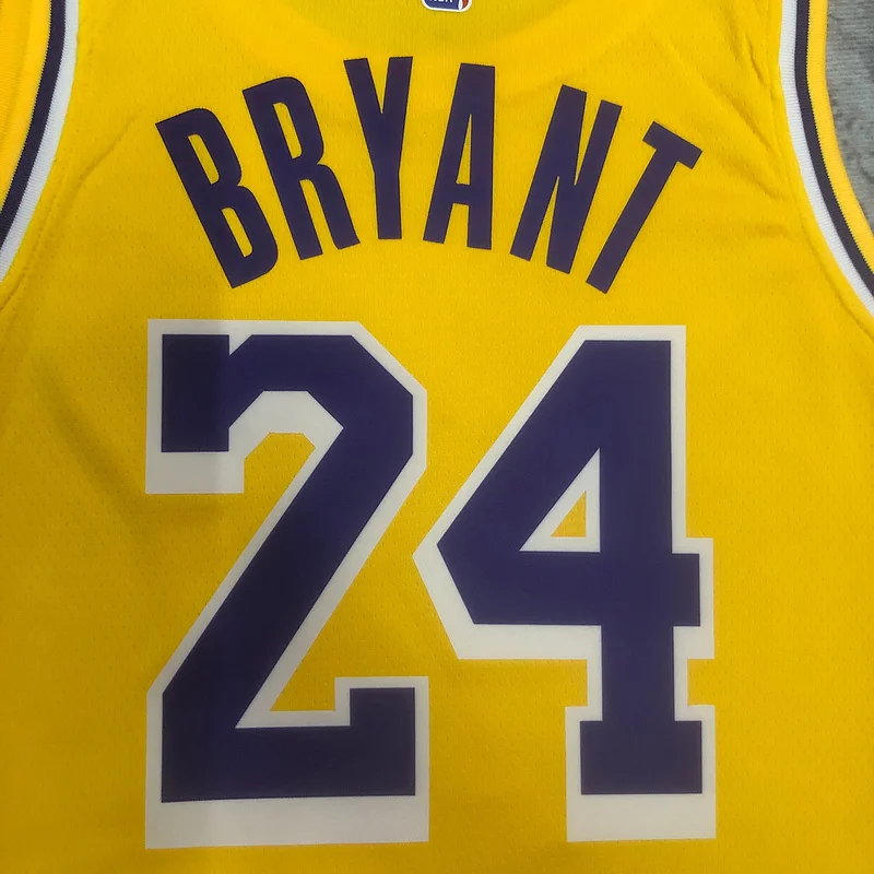 2023 Season NBA Los Angeles Lakers jersey  round neck Yellow #24 Kobe Bryant