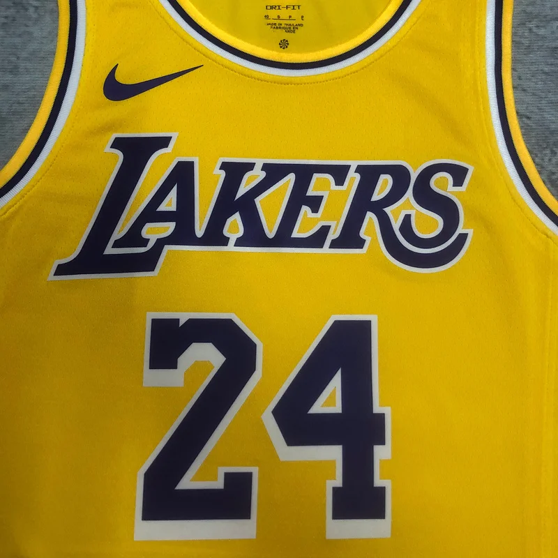 2023 Season NBA Los Angeles Lakers jersey  round neck Yellow #24 Kobe Bryant