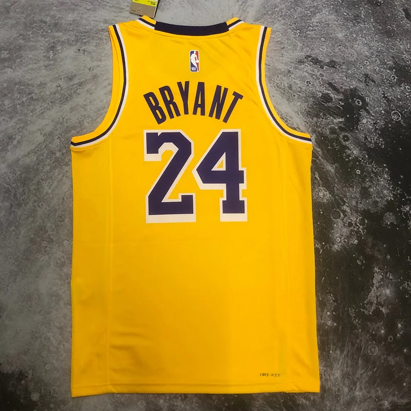 2023 Season NBA Los Angeles Lakers jersey  round neck Yellow #24 Kobe Bryant