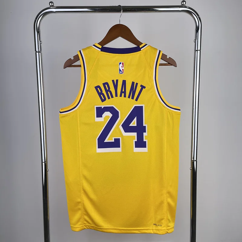 2023 Season NBA Los Angeles Lakers jersey  round neck Yellow #24 Kobe Bryant