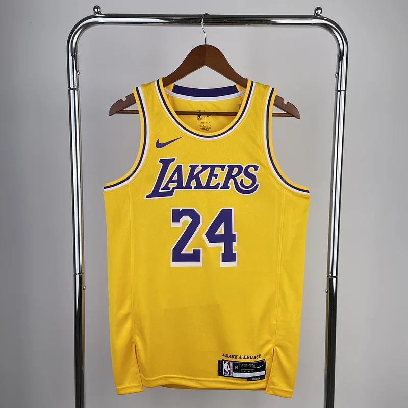 2023 Season NBA Los Angeles Lakers jersey  round neck Yellow #24 Kobe Bryant