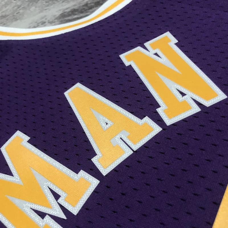 MN Heat pressed Retro jersey NBA Los Angeles Lakers 1998 1999 Season round neck Purple #73 RODMAN