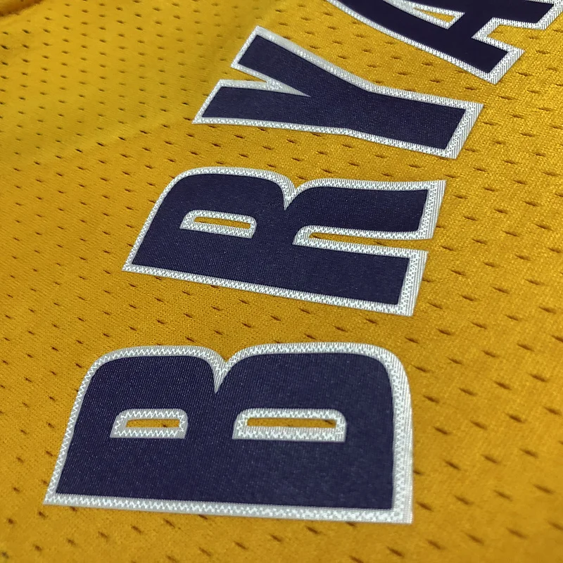 MN Heat pressed Retro jersey:SW NBA Los Angeles Lakers jersey  1999 2000 Season V-neckYellow #8Kobe Bryant