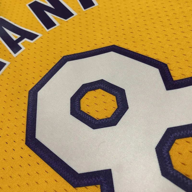 MN Heat pressed Retro jersey:SW NBA Los Angeles Lakers jersey  1999 2000 Season V-neckYellow #8Kobe Bryant