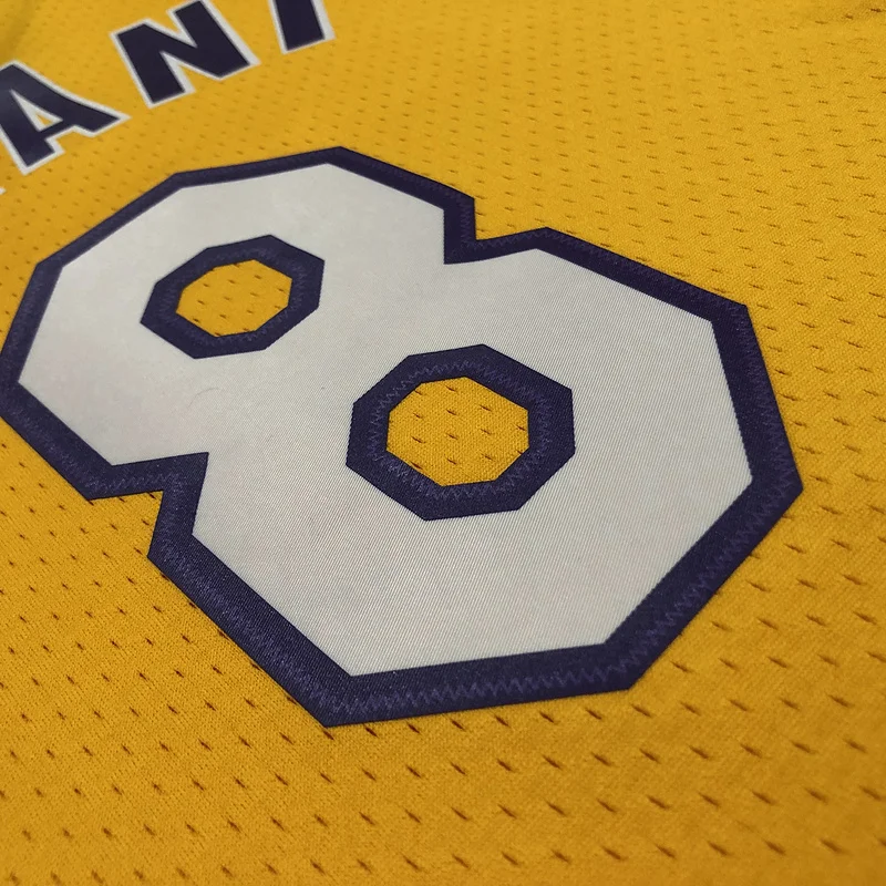 MN Heat pressed Retro jersey:SW NBA Los Angeles Lakers jersey  1999 2000 Season V-neckYellow #8Kobe Bryant