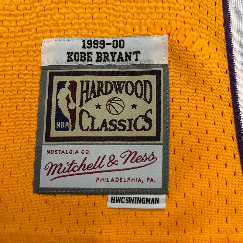 MN Heat pressed Retro jersey:SW NBA Los Angeles Lakers jersey  1999 2000 Season V-neckYellow #8Kobe Bryant