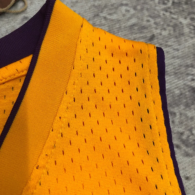 MN Heat pressed Retro jersey:SW NBA Los Angeles Lakers jersey  1999 2000 Season V-neckYellow #8Kobe Bryant