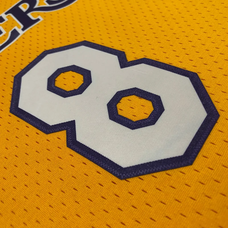 MN Heat pressed Retro jersey:SW NBA Los Angeles Lakers jersey  1999 2000 Season V-neckYellow #8Kobe Bryant