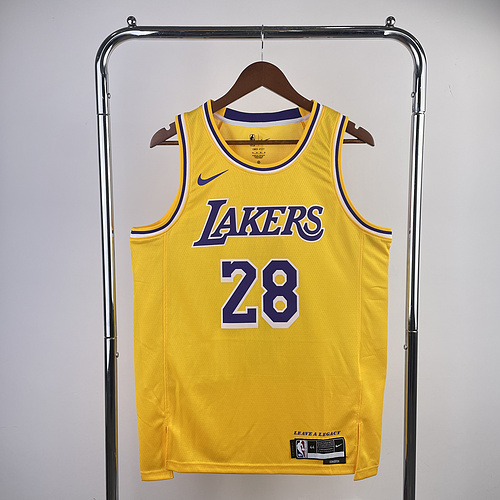 2023 Season NBA Los Angeles Lakers jersey  Yellow #28 Hachimura Los Angeles Lakers